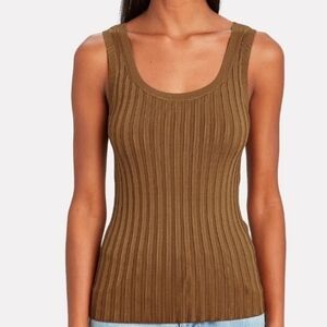 Veronica Beard Sandra Tank, Size XS body-skimming, ribbed-knit top Brown